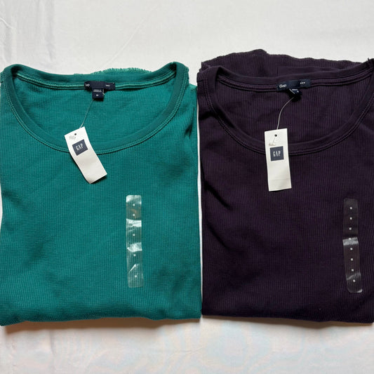 Gap 2 womens thermal waffle shirts green plum NWT size medium long sleeve Women's - M