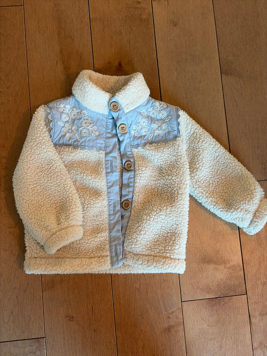 Old Navy 12-18 Month Button Up Light Jacket Blue with White Flowers 12 Months