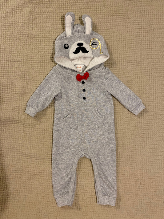 Cat and Jack Cotton footless onesie with bunny hood 6 Months