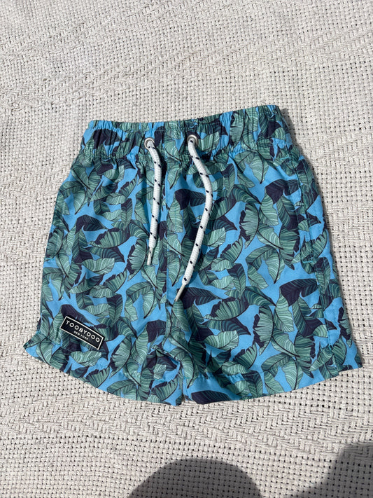 ToobyDo New York Swim trunks swimsuit blue leaves beach 6 Months