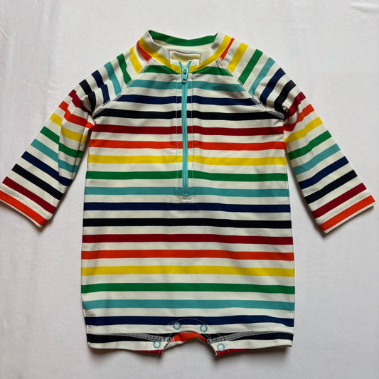 Primary 6-12 months boys girls bright striped 1 pc rashguard swimsuit 6 Months