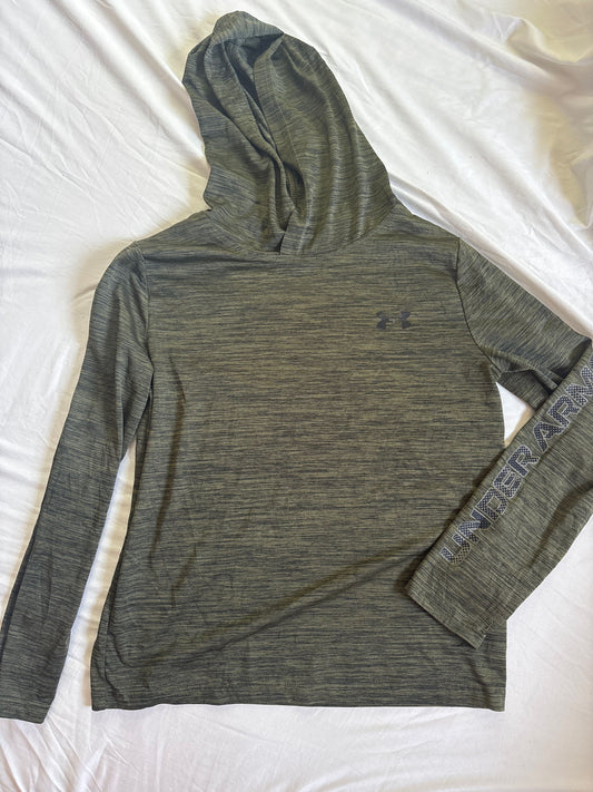 Under Armour, youth medium, long sleeve Green, hooded tech material 8