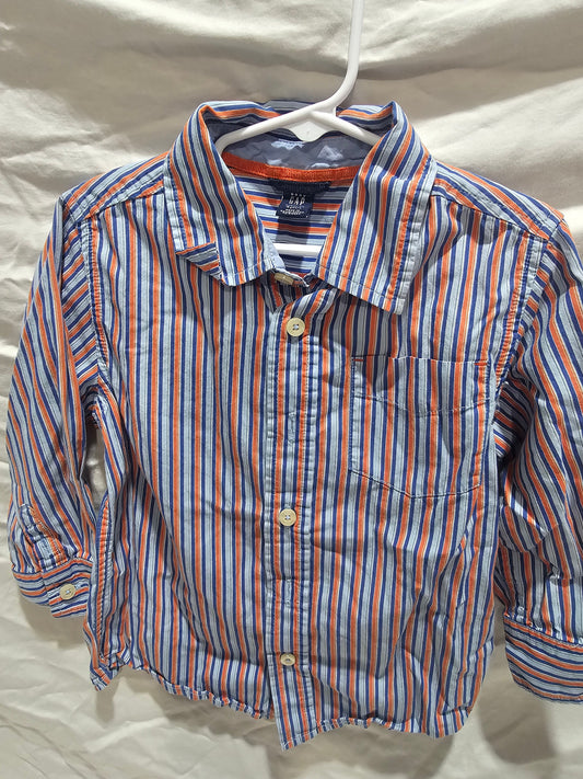 Gap orange & blue striped collar button up 4year orange & blue striped collar button up 4 year 4T/4