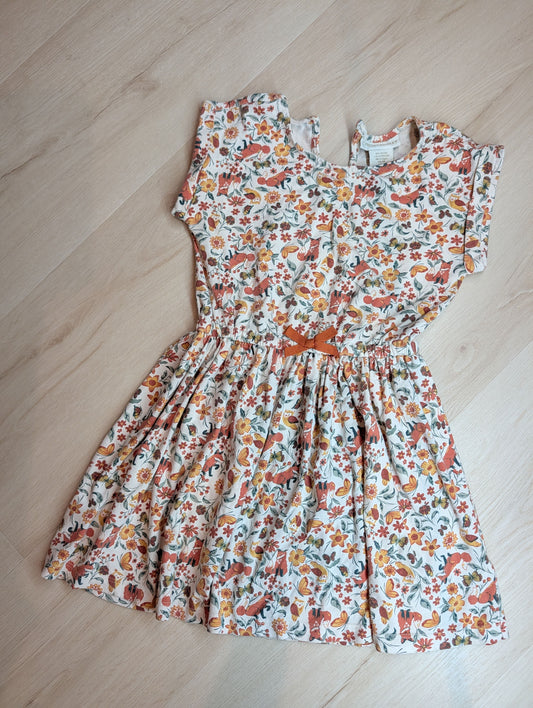 Cynthia Rowley, Fall theme dress, S 5-6 Orange fall theme dress, short sleeve, cinch waist w/ bow 5T/5