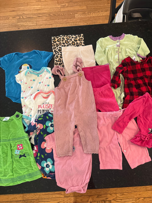 Various Various brands 3-6m girls lot, pants onesies dresses, romper, pjs 3 Months