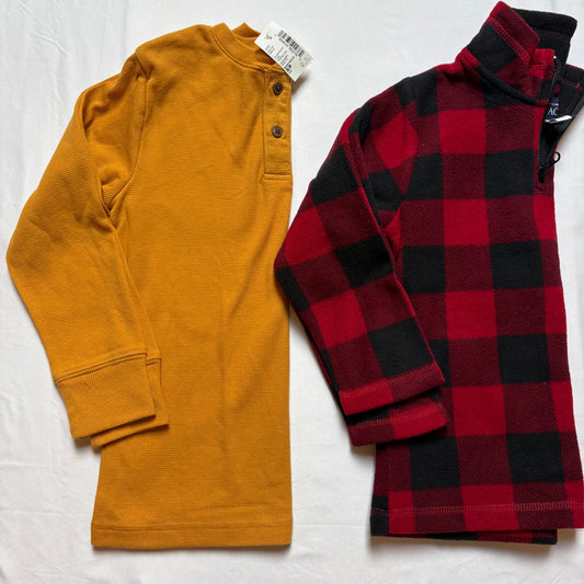 The Childrens Place NWT buffalo paid fleece NWT mustard yellow thermal shirt both 5T 5T/5