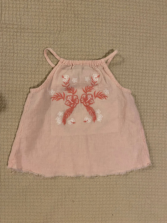 Art Class Linen cotton pink tank top 18 Months