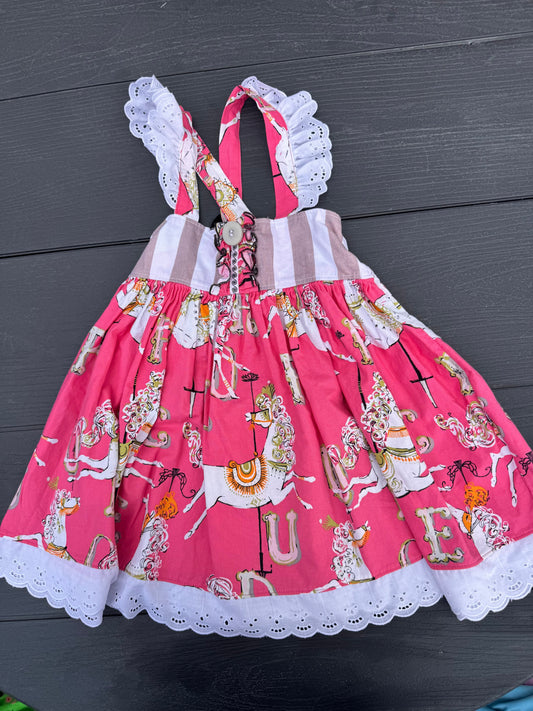 Best dressed bunnies dress summer fair Carousel horse pink boutique girls 4 4T/4