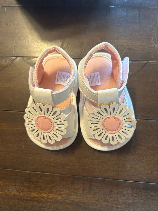 Snug White pink flower sandals 0 (Infant Shoe)