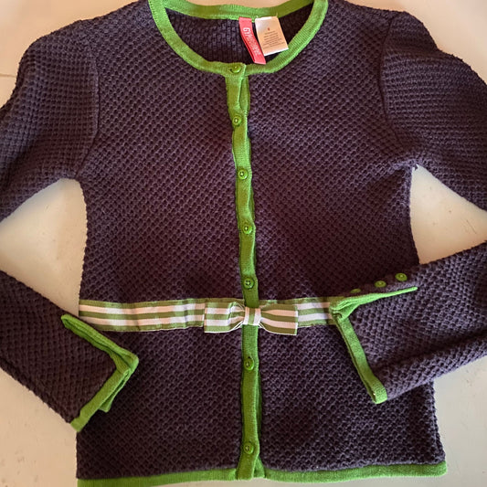 Gymboree Navy blue cardigan knit sweater bow girls 8