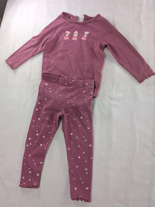 Garanimals 12 mo fairy outfit dark pink with shiny stars 12 Months