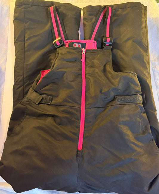 SWISSTECH Girls SWISSTECH XL 14-16 Black and Hot Pink Bib Snow Pants 14