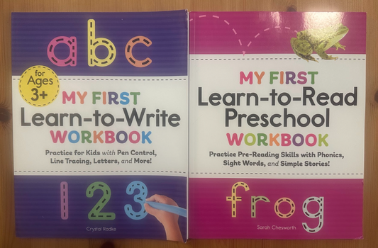 2pc Brand NEW Toddler/Preschool Learning Workbooks Learn-to-Write and Learn-to-Read Preschool, Tracing, Pre Reading Workbook