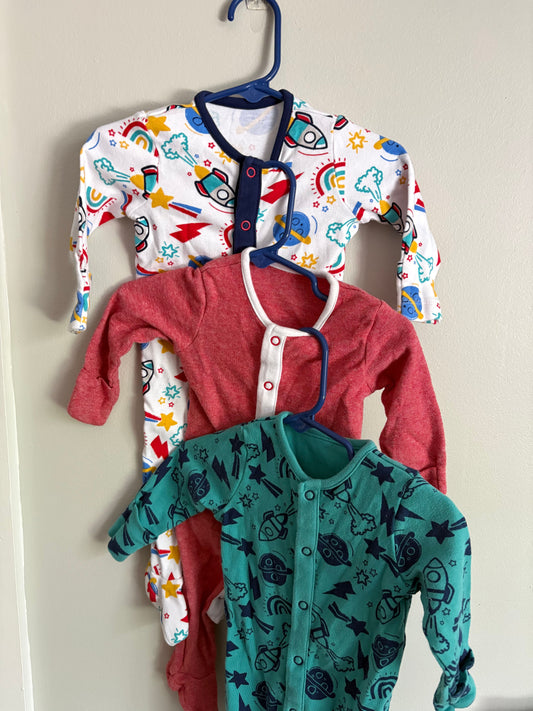 Dunnes Stores 3 Baby Boy Sleepers Bundle. Size 3-6 months 6 Months