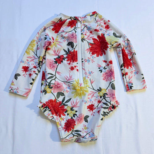 Old Navy 6-12 months flowered 1 pc rashguard swimsuit 6 Months