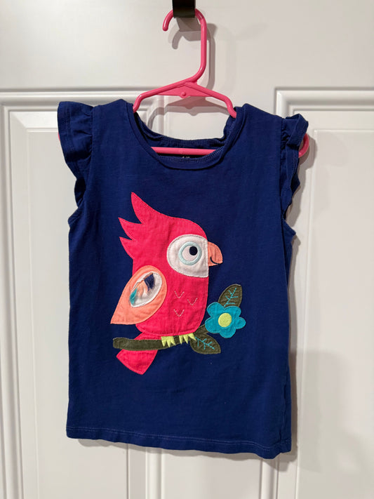 Carters girls t shirt size 4 Navy with appliqué parrot 4T/4