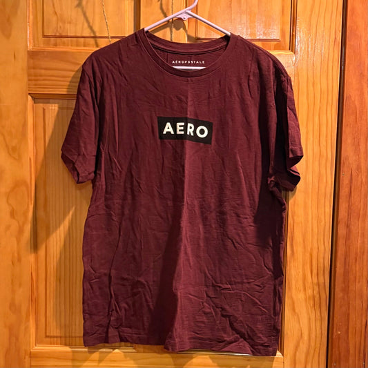 Aeropostale maroon t-shirt with AERO on front Men's - L