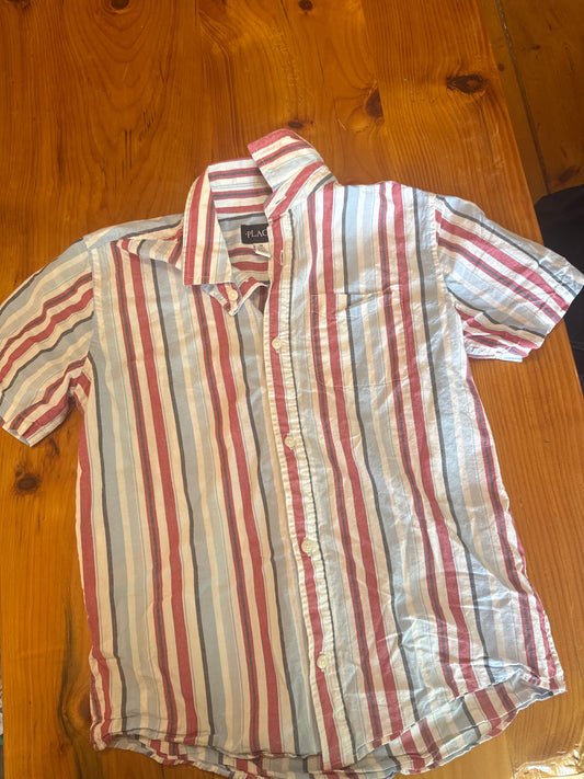 Place Red white and blue striped button up short sleeve shirt 14
