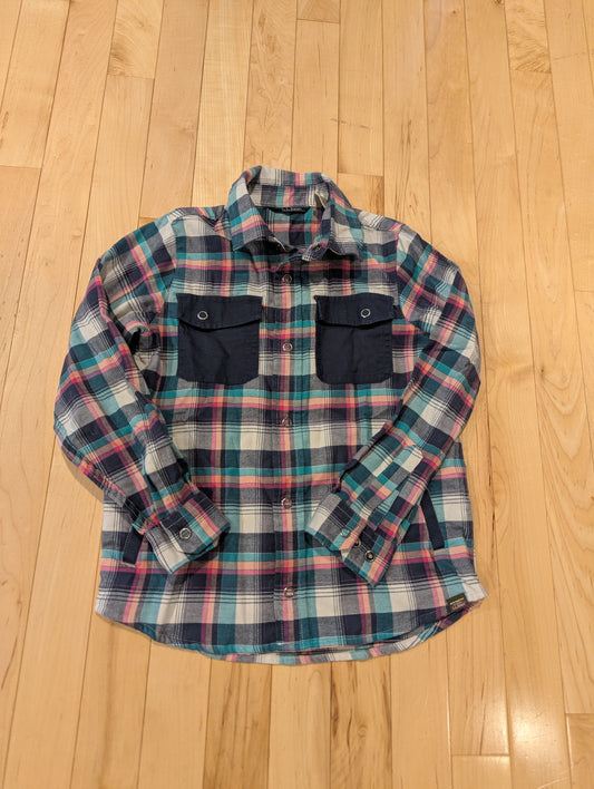 LLBean NWOT Plaid Shirt w/ Navy Pockets Cotton/Poly Blend, Snap Front 5T/5