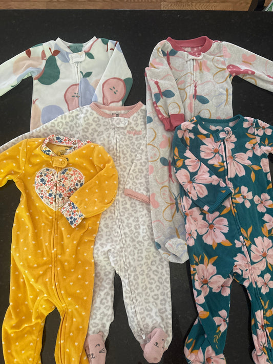 Carters Carters zipper fleece footie pj set of 5 9 Months
