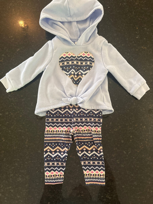 Carters Matching hooded sweatshirt and leggings set size 6m Carters 6 Months