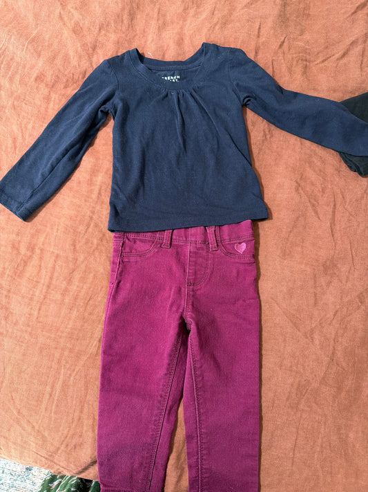 French toast Ourfit with purple jeans 2T