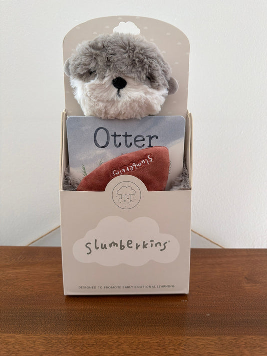 Slumberkins NEW Otter stuffed animal and book, orig $42 Pretend Toy