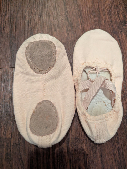 Stelle Pink Canvas Ballet Slippers, Size 12 Split Sole, Elastic Tie Front 12 (Lil' Kid)