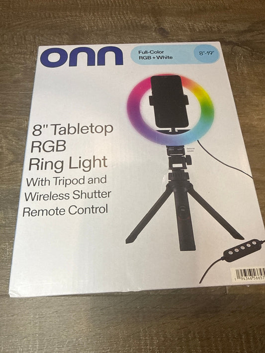 Onn 8in tabletop RGB ring light with tripod new in box