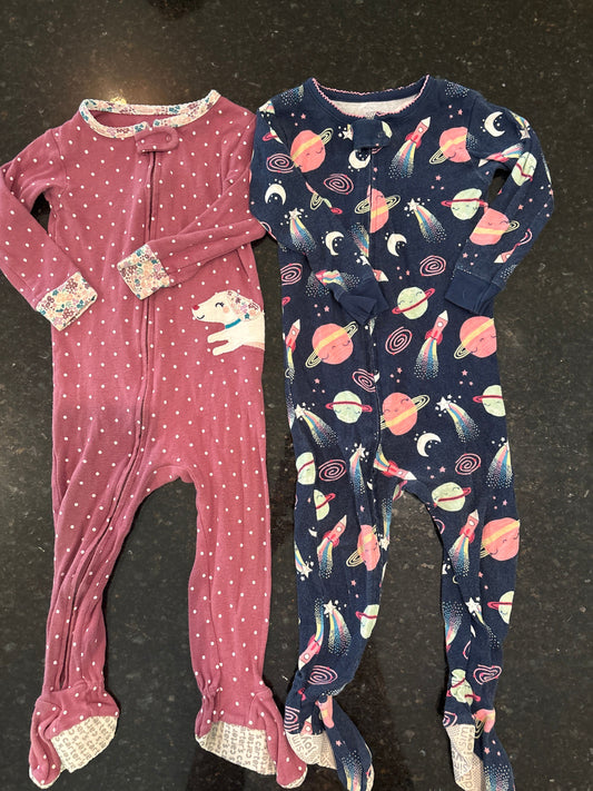 Carters Carters girls 18m footie pajamas purple and outer space 18 Months