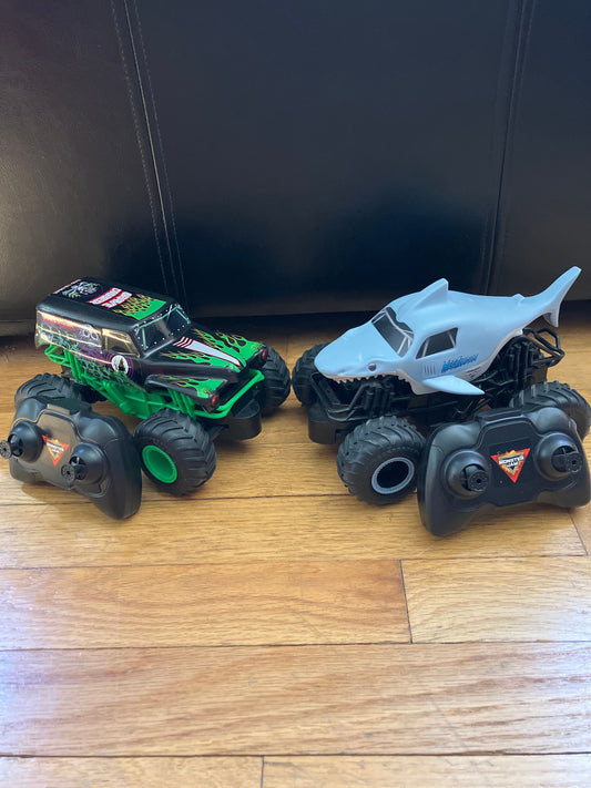 Monster Jam Grave Digger and Megalodon with Remote Controls Toy Vehicles