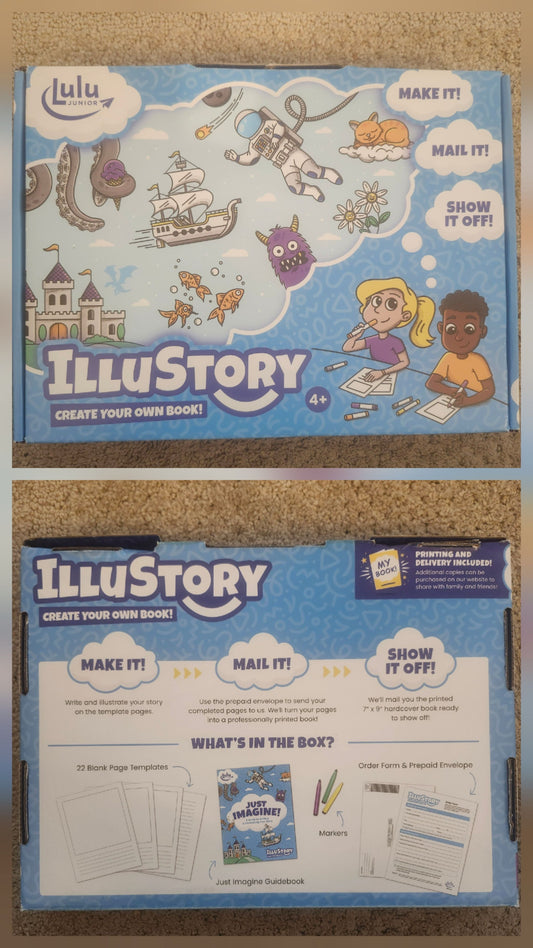 Illustory-Create Your Own Book! Brand new. Ages 4+ 22 blank page templates. Complete template. Mail it off! Educational
