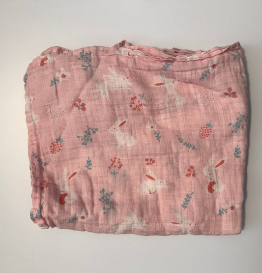 Walgreens Pink Bunny Cotton Blanket Swaddle - never used Blanket