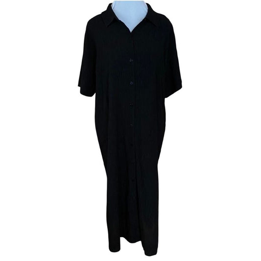 Eileen Fisher NWT black dress Large Button Front Women's - L