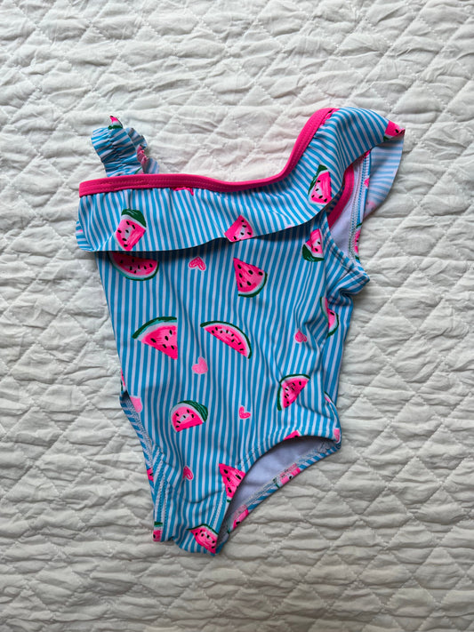 Wonder Nation Blue stripes with watermelons bathing suit 18 Months