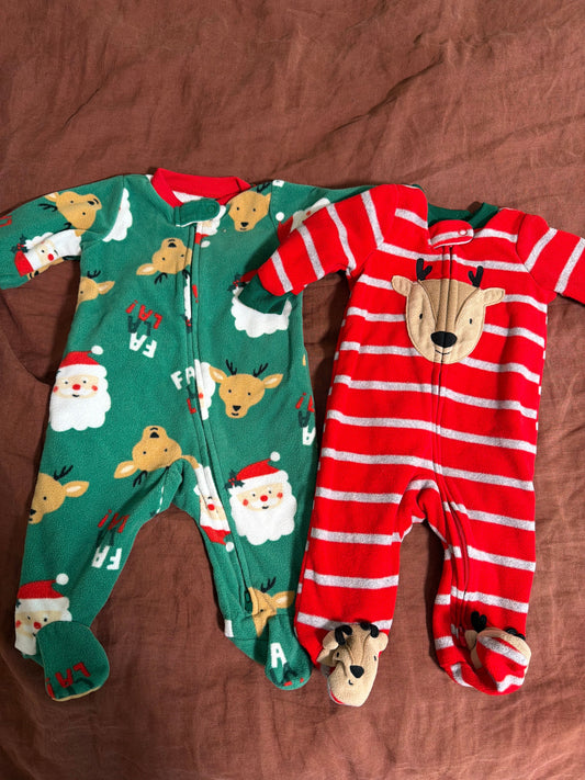 Carters Fleece christmas onsies 3 Months