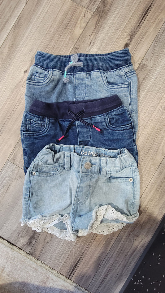 Cat and jack 3 pack girls jean shorts 2T 2T