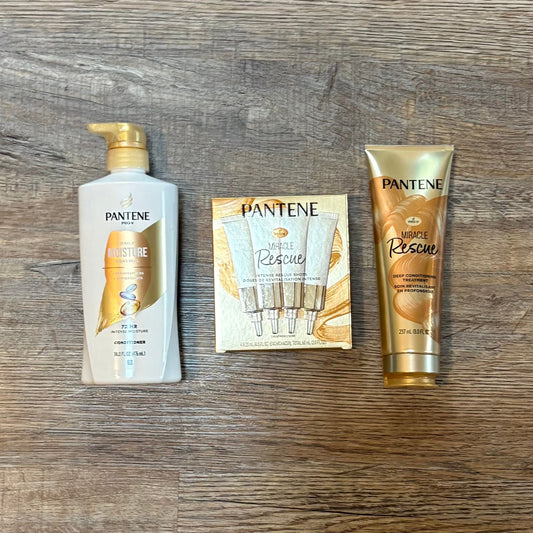Pantene 3 NEW packages Miracle Rescue shots, treatment and conditioner Bathroom