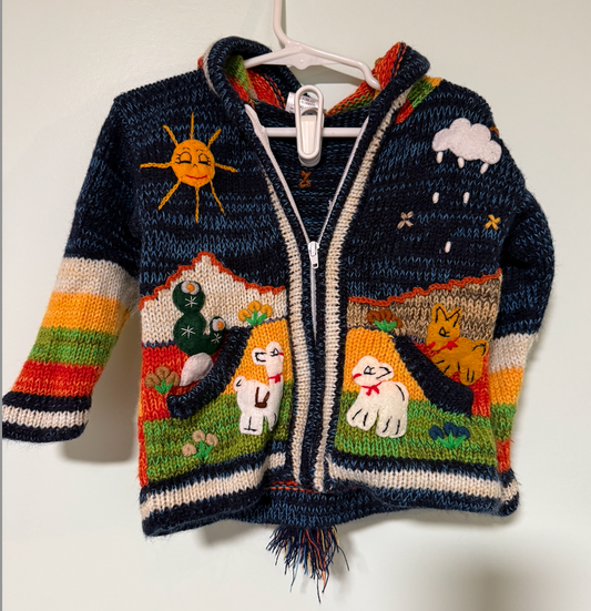 Animal sweater Long hood, Mexican size 2 2T