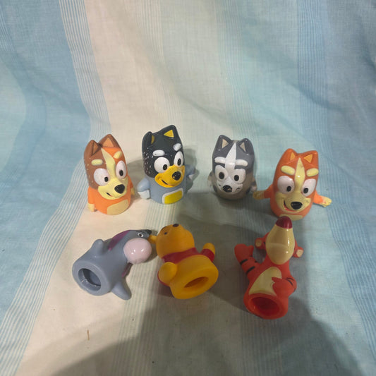 Bluey and pooh finger puppets 7 silicon puppets Preschool