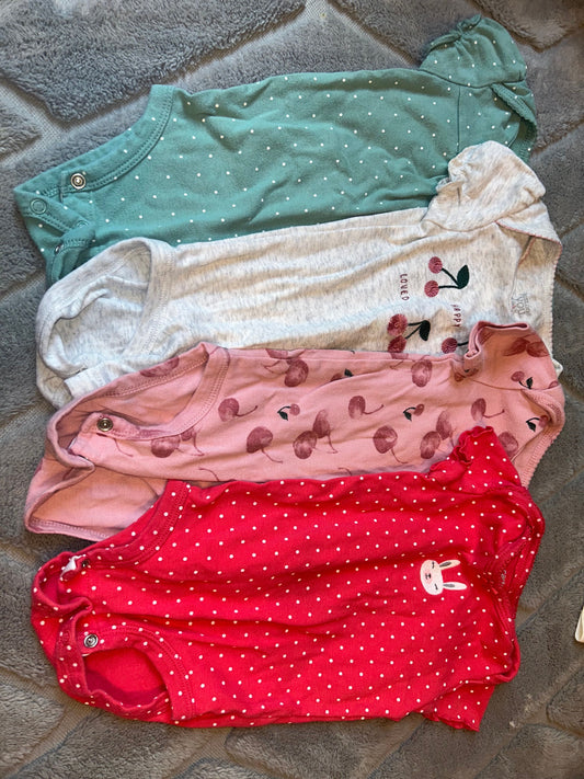 Carter's, Just One You 4 short sleeve onesies red, pink, gray, green 9 Months