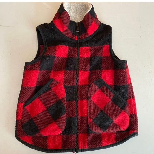 Toffee apple 2t plaid fleece Sherpa lined vest red 2T