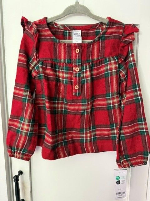 Carter's Red Plaid dressy long sleeve shirt 3T