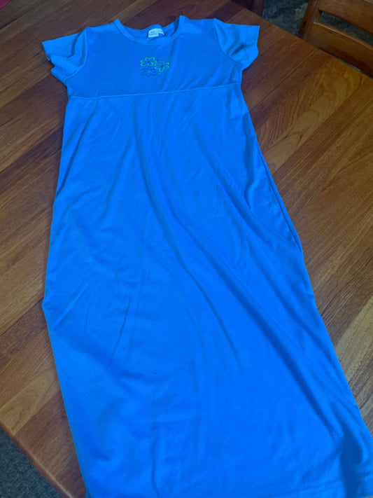 FAST FRIENDS Long sky blue dress with embroidered flowers 14