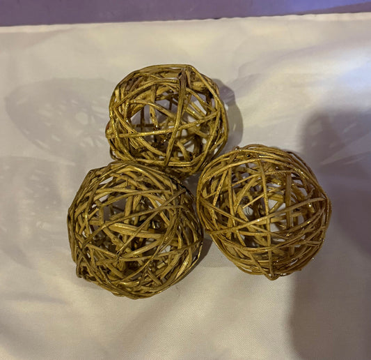 Decorating balls 3 3 gold wooden decoration balls. 3.5 inches each Decor