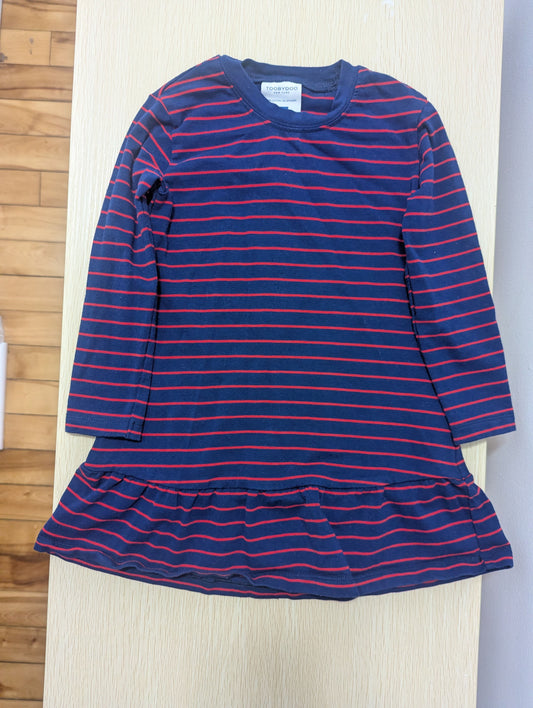 ToobyDoo ToobyDoo Girls 3T Navy Dress with Red Stripes 3T