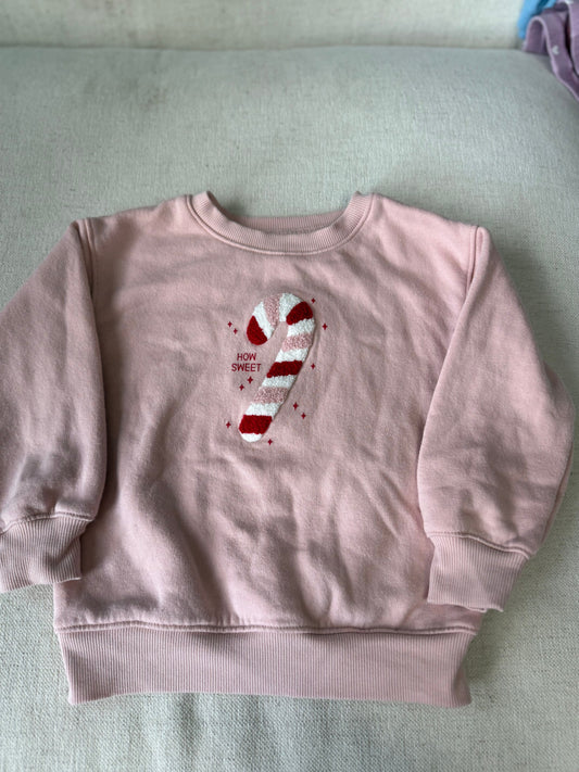Cat & Jack GUC candy cane Christmas sweatshirt 3T
