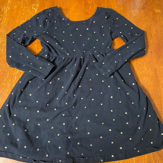 Old Navy Black long sleeve polka dot dress gold 8 scoop 8