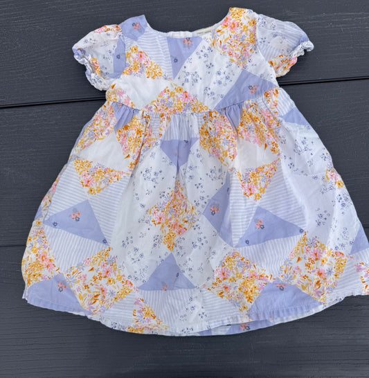 Babybgosh summer dress lined short sleeve Patchwork print buttons on back Cottagecore 18 Months