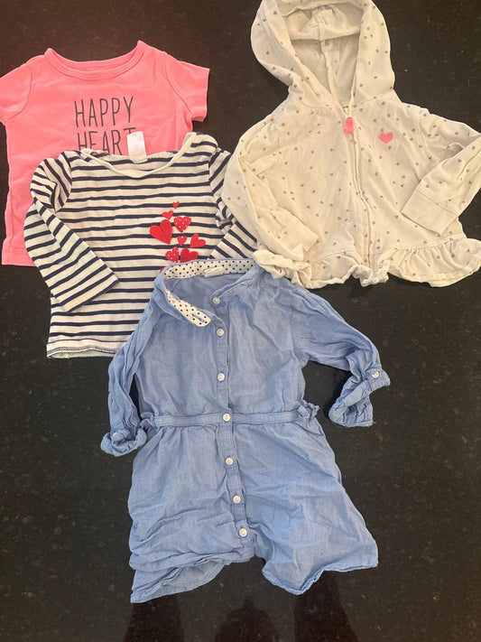 Carters and H&M Girls top lot - side 12m blue button up dress is h&m 12 Months